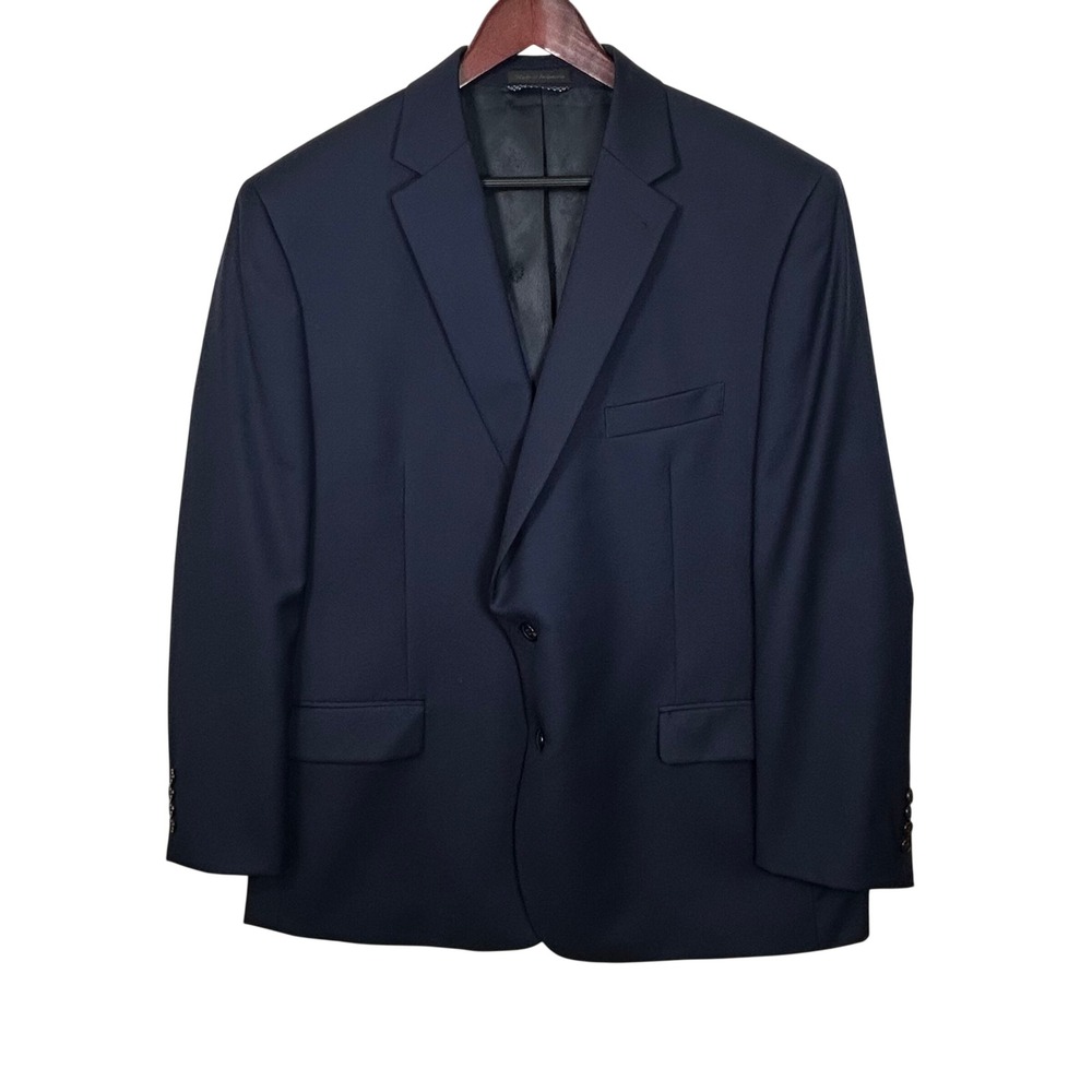 Lauren Ralph Lauren Blazer Mens 48R Navy Blue Wool Blend Two Button Suit Jacket